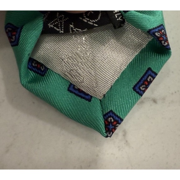 Carlo Colombo Men's Tie Turquoise/Blue/Burgundy 100% Silk Made in Italy EUC - Picture 8 of 8